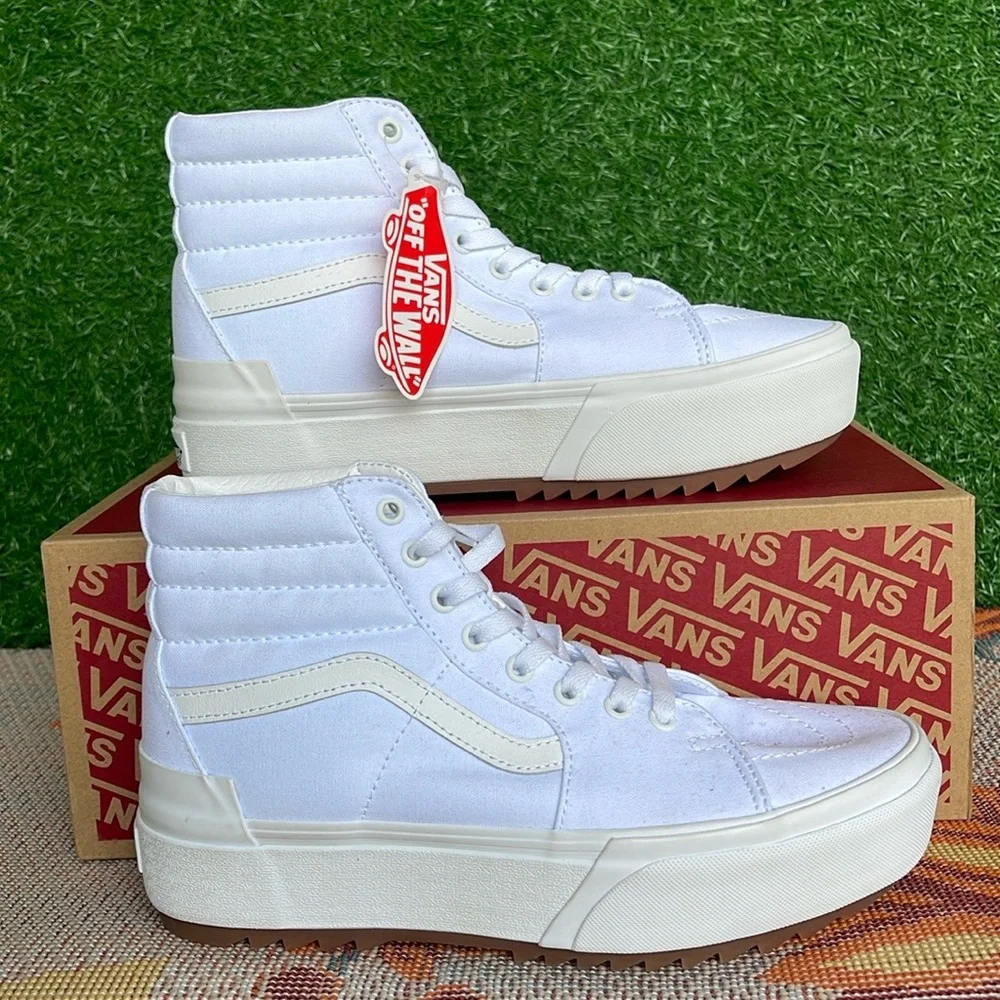 Vans WMNS Sk8-Hi Stacked (Canvas) True White VN0A4BTWL5R Platforms Sneakers NIB
